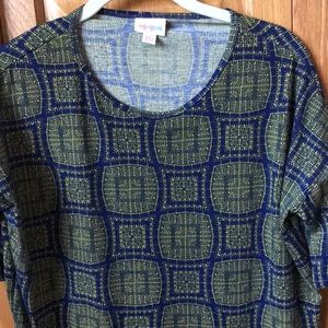 LuLaRoe XXS Irma NWOT Blue and Mustard